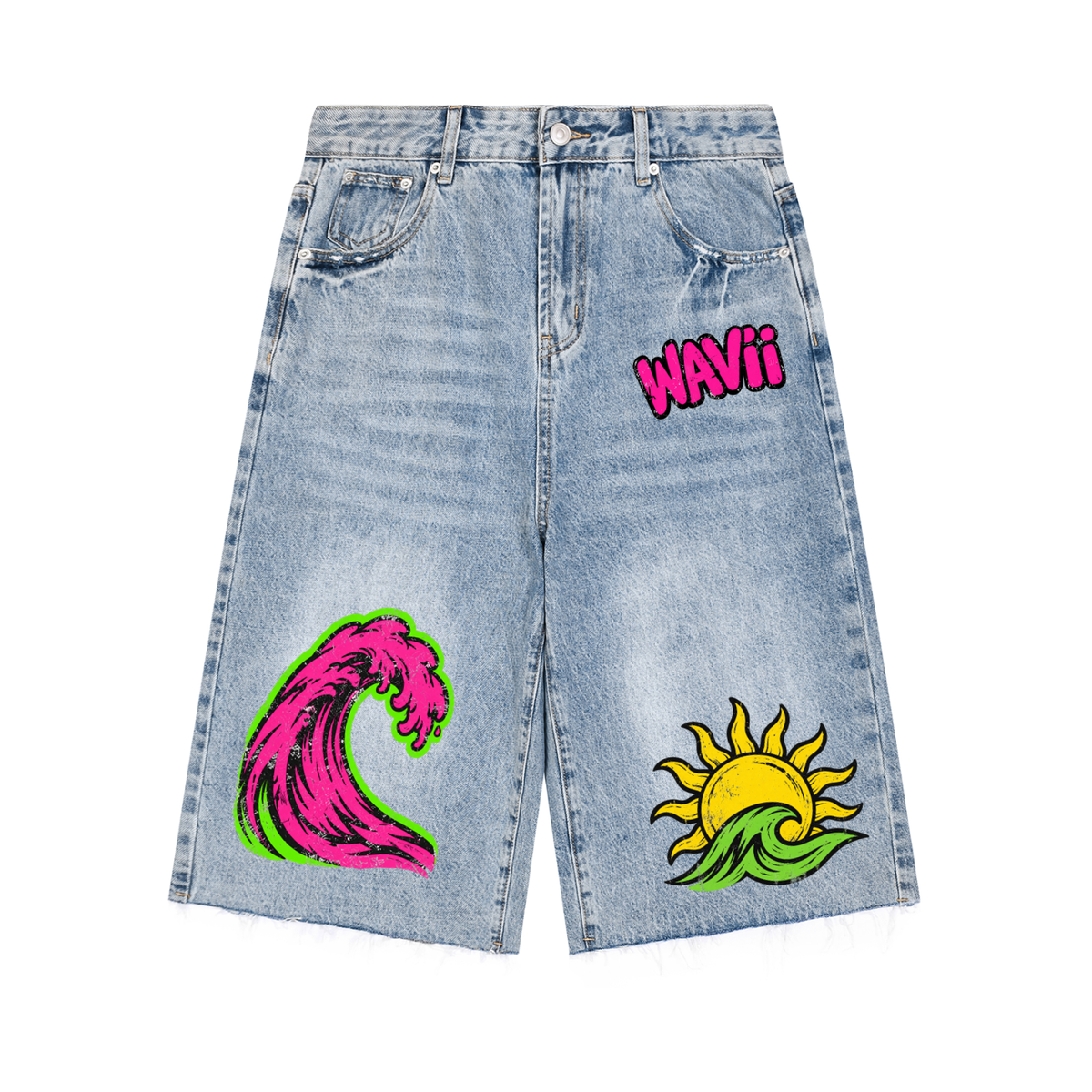 GW Vintage Wide Leg Denim Shorts